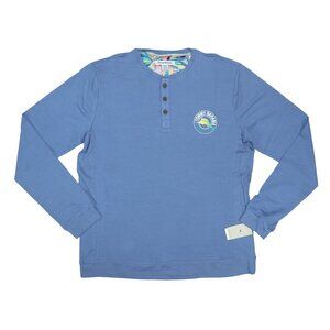 Tommy Bahama 3-Button Long Sleeve Solid Men's Henley T-Shirt NWT Blue